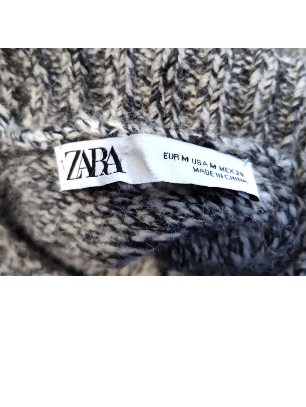 ZARA Grey Marled Chunky Knit Turtleneck Sweater Womens Size Medium - Picture 11 of 14